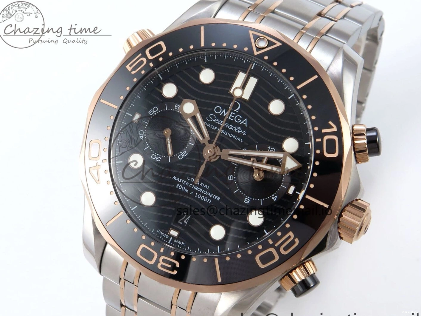 0507 Seamaster 300m Chrono SS YG OMF 1:1 Best Edition Blue Dial on SS YG Bracelet A Popular 7685